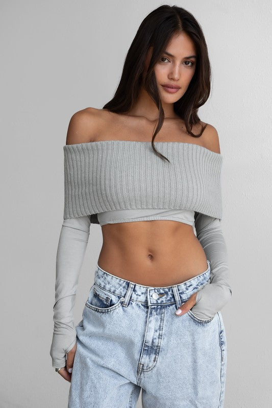 Off The Shoulder Cropped LongSleeve