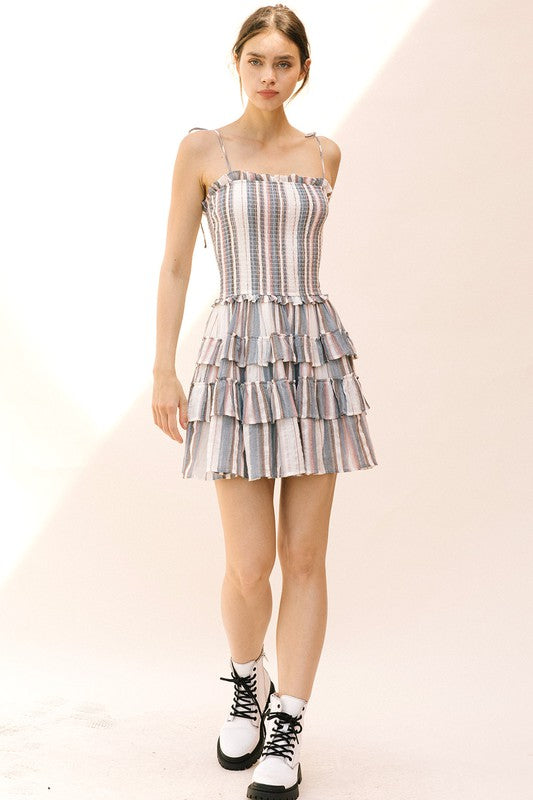 Multi Color Striped Mini Dress